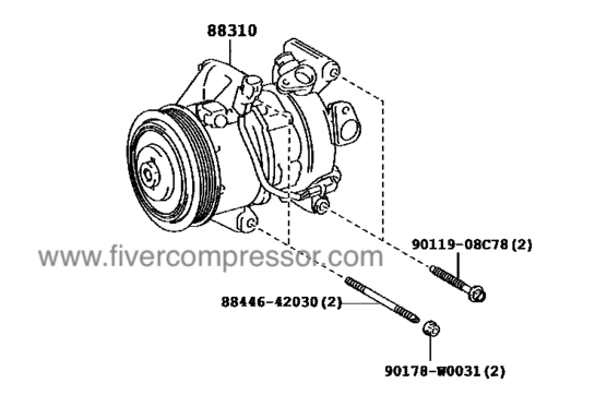 Compresseur de climatisation pour véhicule 88310-0DA80, 883100DA80 YARIS/ ECHO/ VIOS/ LIMO  KSP130  2014-2018;  NLP130   2014-2018