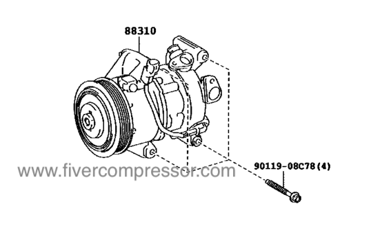 Toyota AC Compressor Assy 88310-0DA90, 883100DA90 YARIS  ECHO  VIOS  LIMO   KSP130   2014-2018
