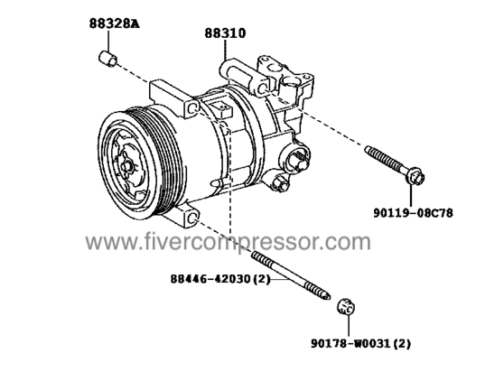 Auto AC Compressor Assy 88310-0F070, 883100F070 AVENSIS WWT270   2015-2018;  WWT271  2015-2018;  VERSO   WAR20    2014-2018