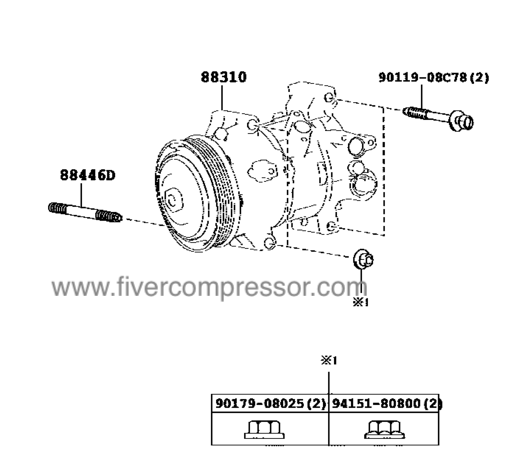 Compressor Assembly with WP 88310-42350, 8831042350 RAV4/VANGUARD  ZSA44  2012-2018