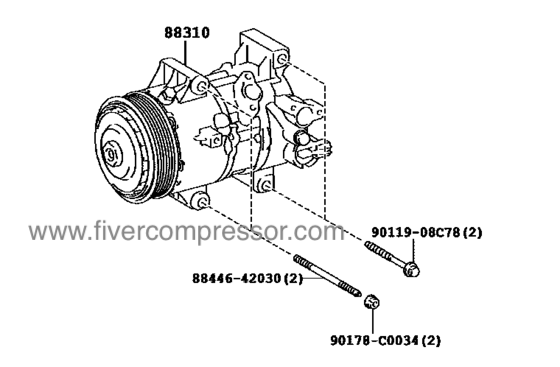Toyota AC Compressor Assy 88310-02B50, 8831002B50 LEVIN/ CERES/ TRUENO/ MARINO  NRE181  2016-2017