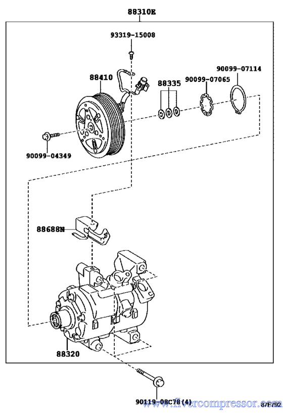 Auto AC Compressor Assy 88310-0DA10, 883100DA10YARIS/ ECHO/ VIOS/ LIMO NSP150  2013-2018; NSP151   2013-2018