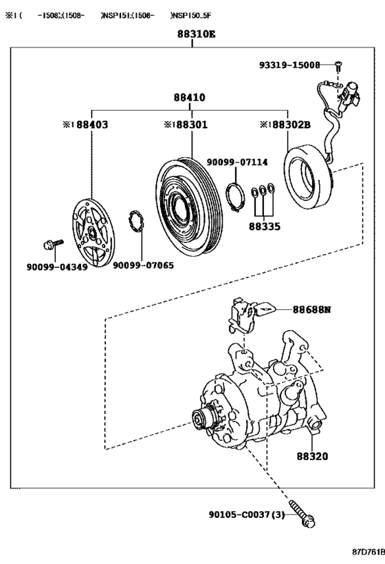 A/C Compressor for vehicle 88310-0DA40, 883100DA40 VIOS   NSP150  2013-2016