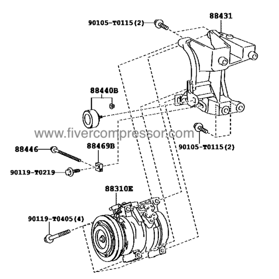 Auto AC Compressor Assy 88310-0K272, 883100K272 FORTUNER  LAN155   2016-2018