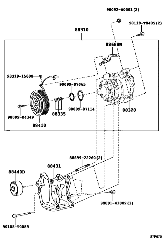 Compressor Assembly with W P 88310-0K890, 883100K890 INNOVA/ KIJANG/ REVO/ UNSER/ ZACE    TGN140  2015-2018