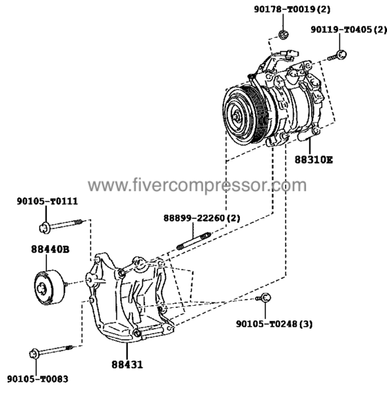 A/C Compressor 88310-0KA40, 883100KA40 FORTUNER TGN156   2016-2018;TGN166  2016-2018