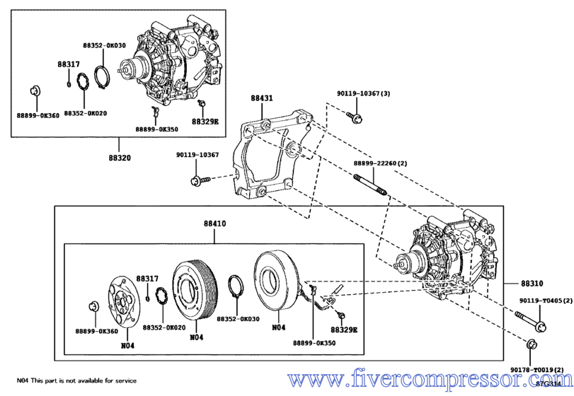 Auto AC Compressor Assy 88310-0KD60, 883100KD60 INNOVA/ KIJANG/ REVO/ UNSER/ ZACE   GUN143  2016-2018