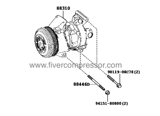 Compressor Assembly with WP 88310-12B50, 8831012B50 COROLLA ALTIS   NDE170  2014-2018